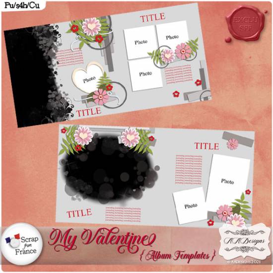 My Valentine - Album Templates by AADesigns