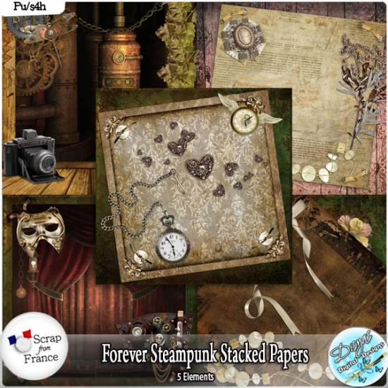 FOREVER STEAMPUNK STACKED PAPERS - FULL SIZE