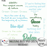 Dazzling Blue and Green Wordart by Mystery Scraps