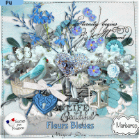 Fleurs bleues - Kit by Mariscrap