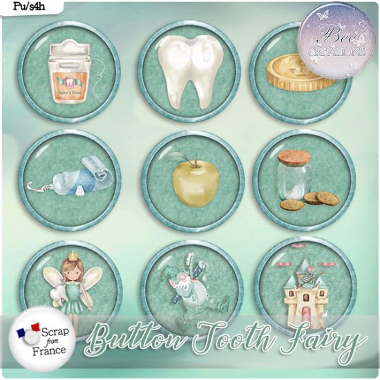 Tooth Fairy Button (PU/S4H) by Bee Creation - Click Image to Close
