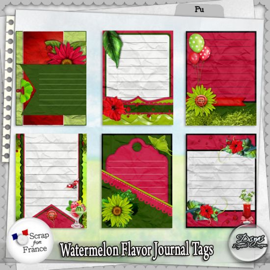 WATERMELON FLAVOR JOURNAL TAG PACK - FULL SIZE - Click Image to Close