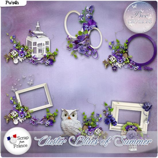 Blues of Summer Cluster (PU/S4H) by Bee Creation - Click Image to Close