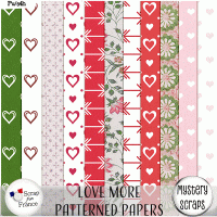 Love More patterned papers by Mystery Scraps
