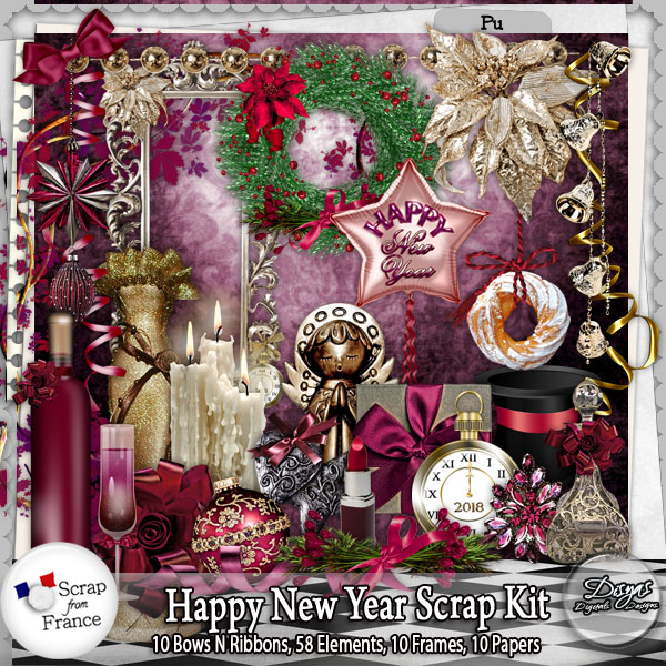 HAPPY NEW YEAR SCRAP KIT - FULL SIZE - Click Image to Close