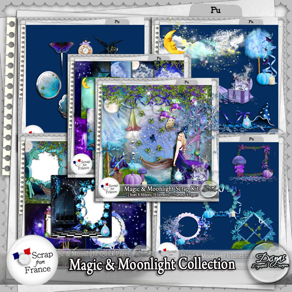 MAGIC AND MOONLIGHT SCRAP KIT COLLECTION - FULL SIZE - Click Image to Close