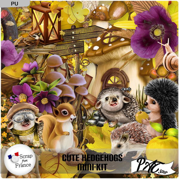 Cute Hedgehogs - Mini-Kit by Pat Scrap (PU) - Click Image to Close
