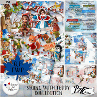 Skiing With Teddy - Collection by Pat Scrap