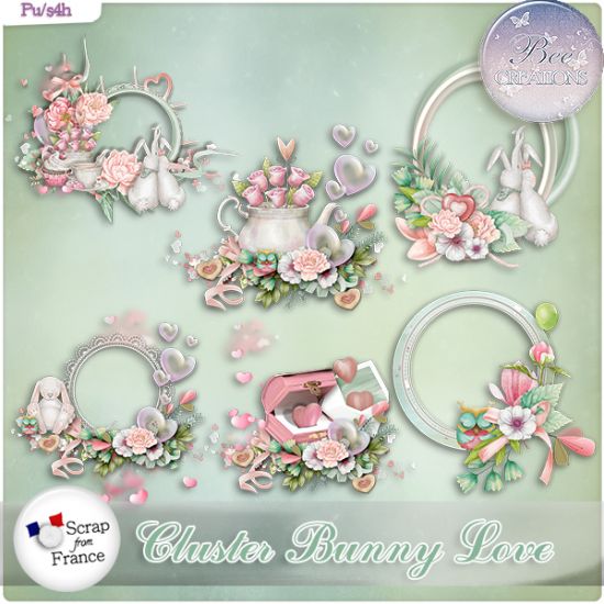 Bunny Love Cluster (PU/S4H) by Bee Creation - Click Image to Close
