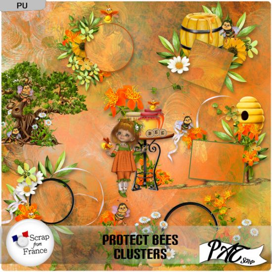 Protect Bees - Clusters by Pat Scrap - Click Image to Close