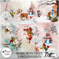Skiing With Teddy - Embellishments by Pat Scrap