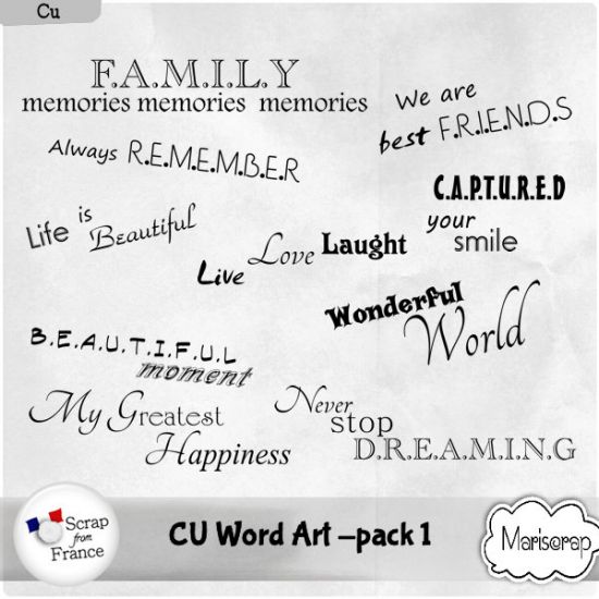 CU Word Art - Pack 1 de Mariscrap - Click Image to Close